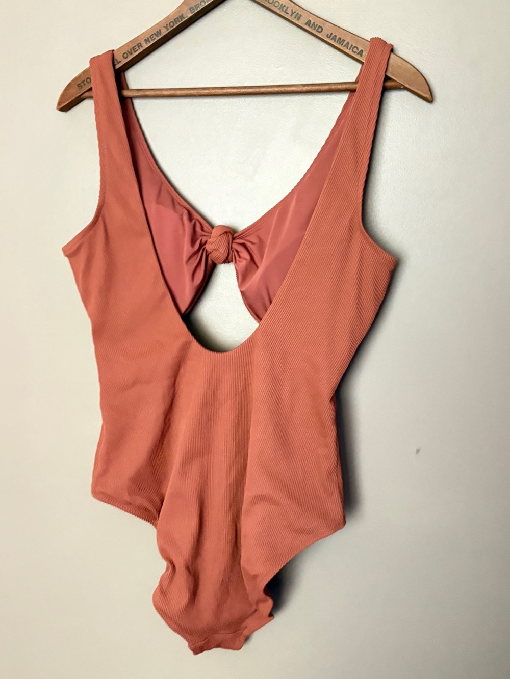AERIE ribbed one knot tie swimsuit Terracitta monokini one piece swimsuit L EUC - Picture 3 of 12
